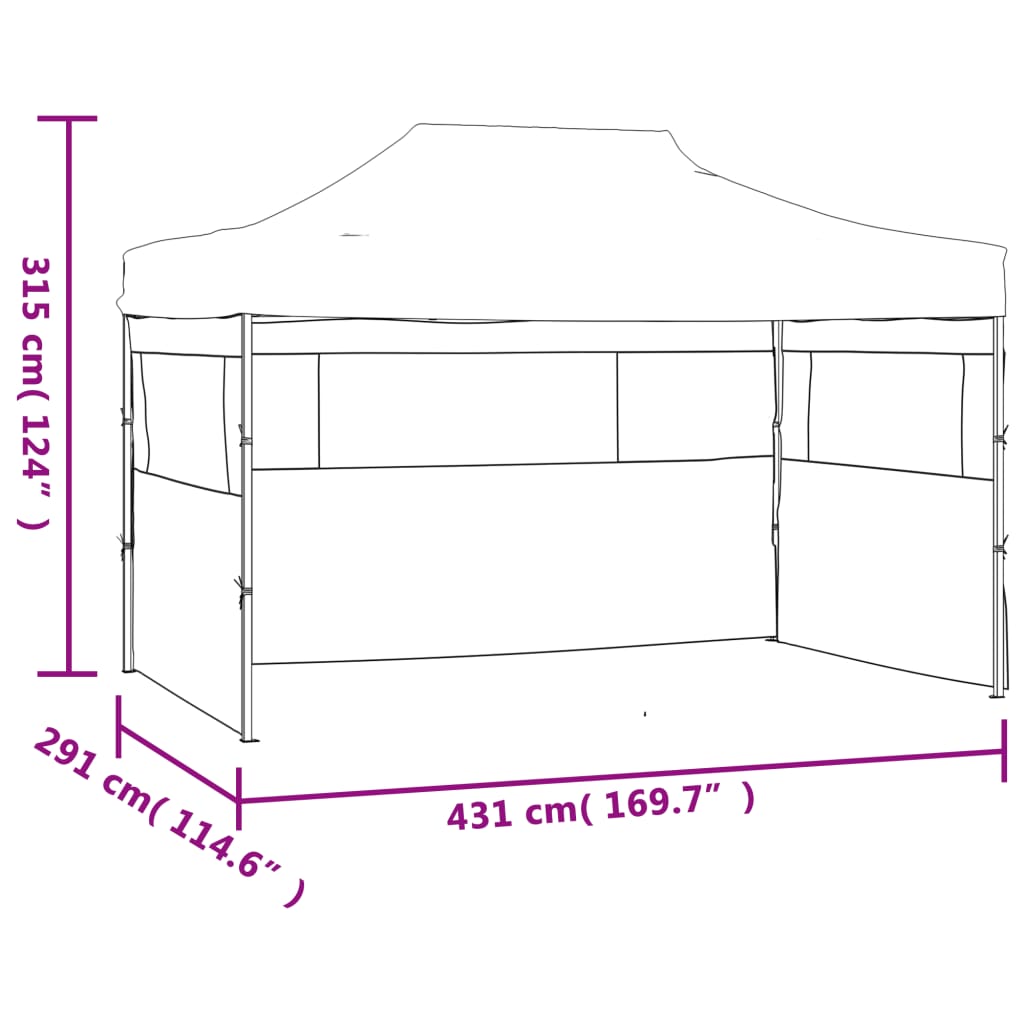 Skládací party stan se 3 stěnami 291x413x315 cm bílý