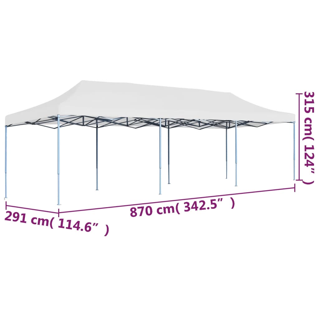 Skládací nůžkový party stan 3 x 9 m bílý