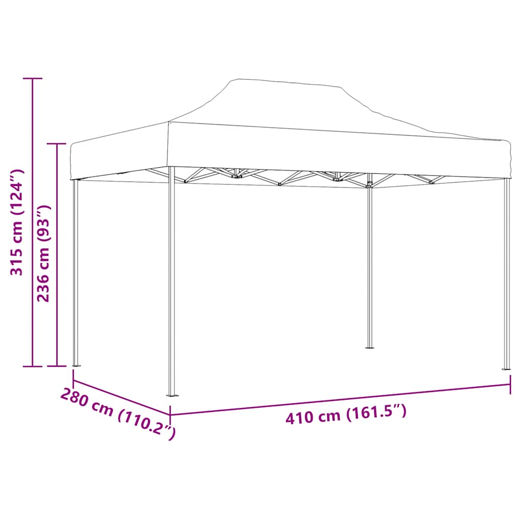 Profesionální skládací party stan 280x410x315 cm ocel bílý