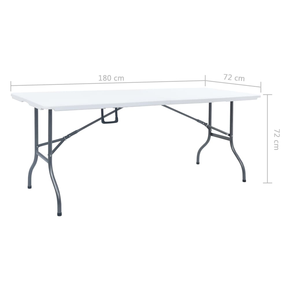 Skládací zahradní stůl bílý 180 x 72 x 72 cm HDPE