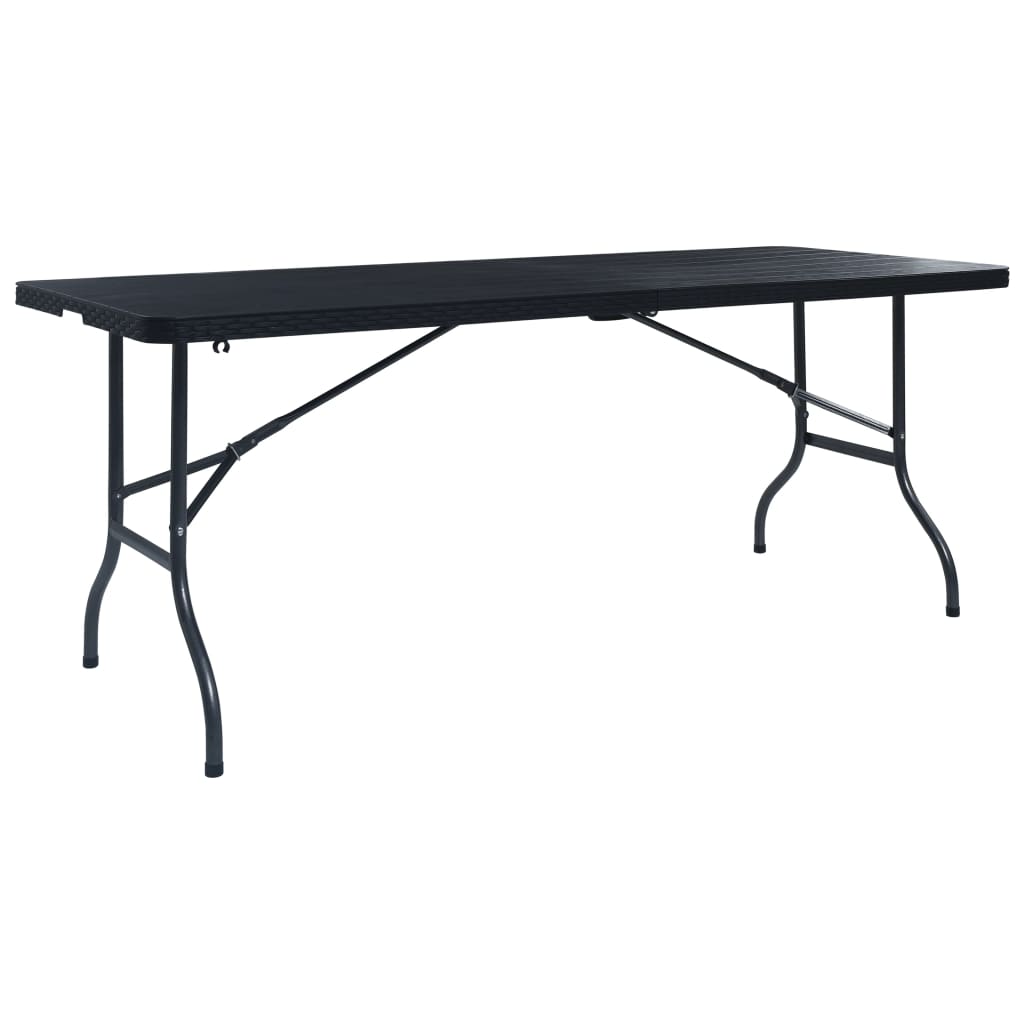 Skládací zahradní stůl černý 180x75x72 cm HDPE imatace ratan