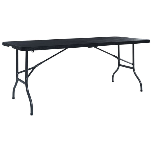 Skládací zahradní stůl černý 180x75x72 cm HDPE imatace ratan