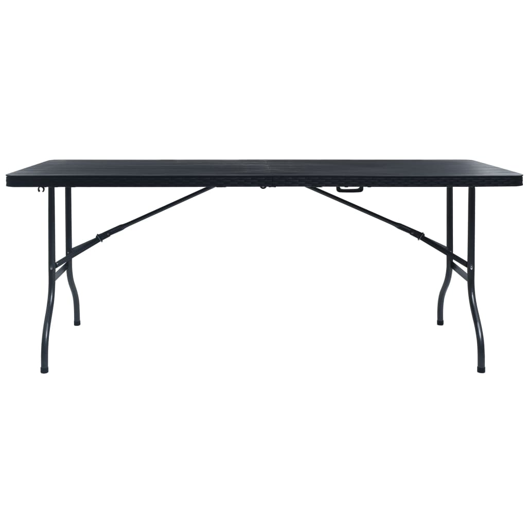 Skládací zahradní stůl černý 180x75x72 cm HDPE imatace ratan