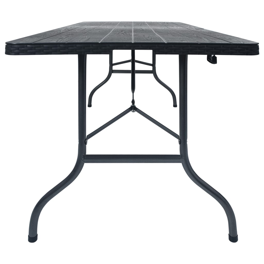 Skládací zahradní stůl černý 180x75x72 cm HDPE imatace ratan