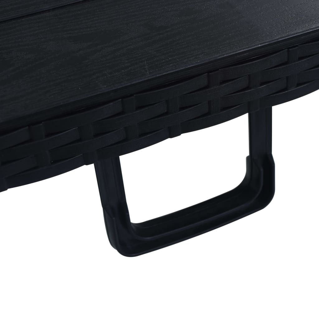 Skládací zahradní stůl černý 180x75x72 cm HDPE imatace ratan