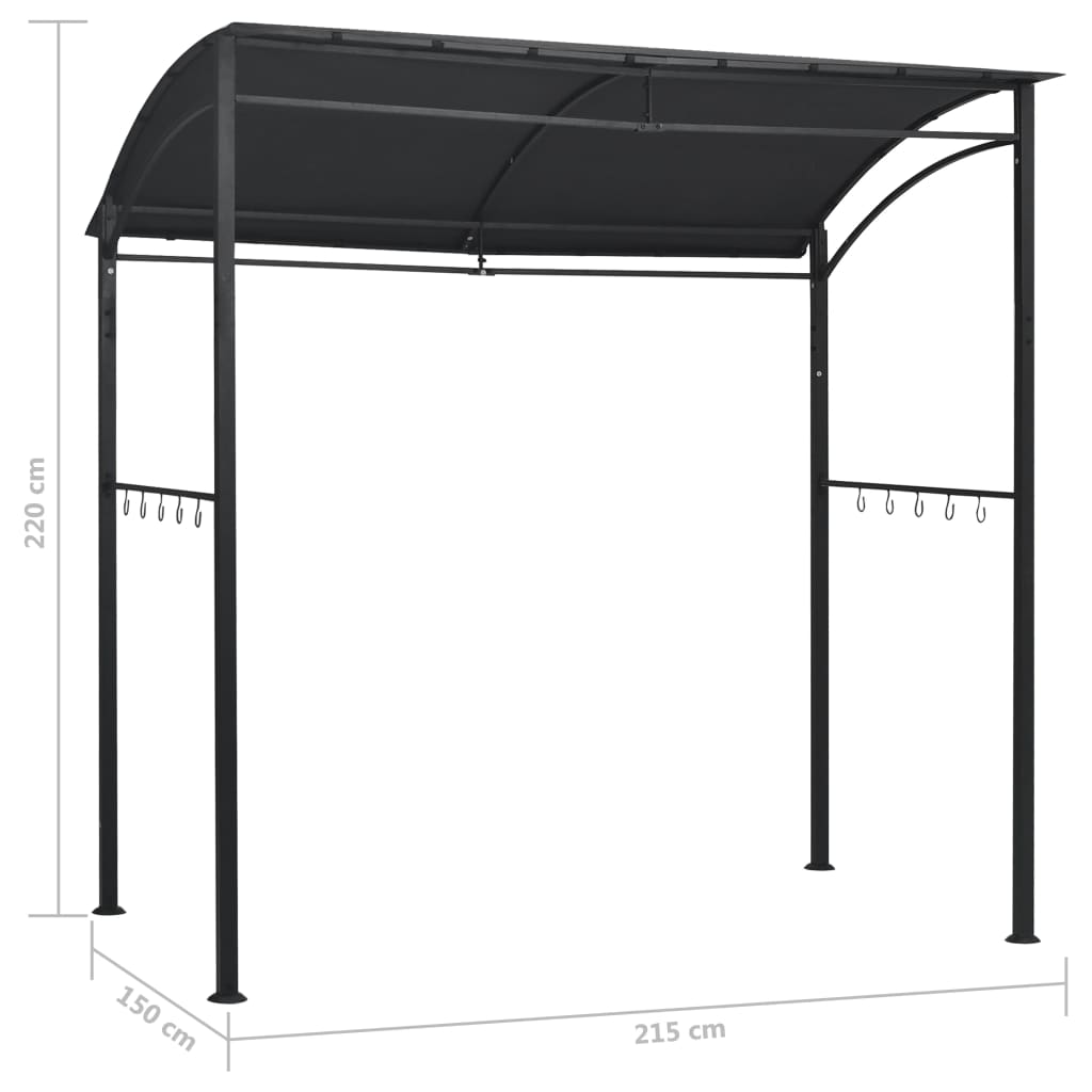 Grilovací altán 215 x 150 x 220 cm antracitový ocel
