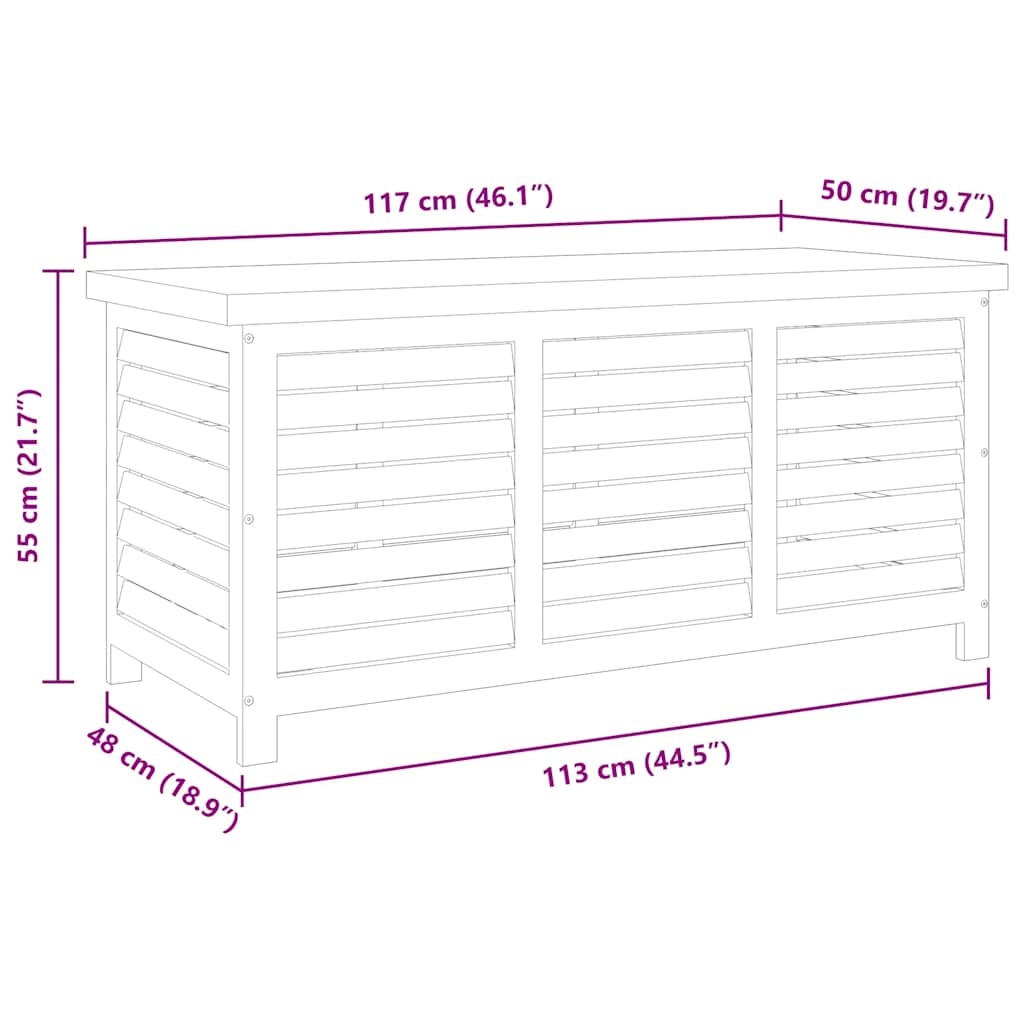 Zahradní úložný box 117 x 50 x 55 cm masivní eukalyptové dřevo