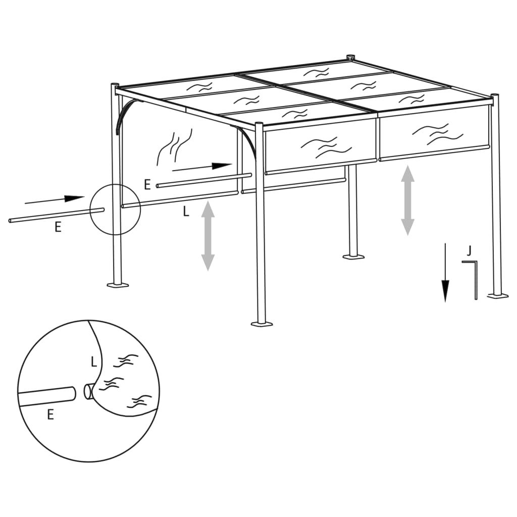 Zahradní pergola se zatahovací střechou 3 x 3 m antracitová