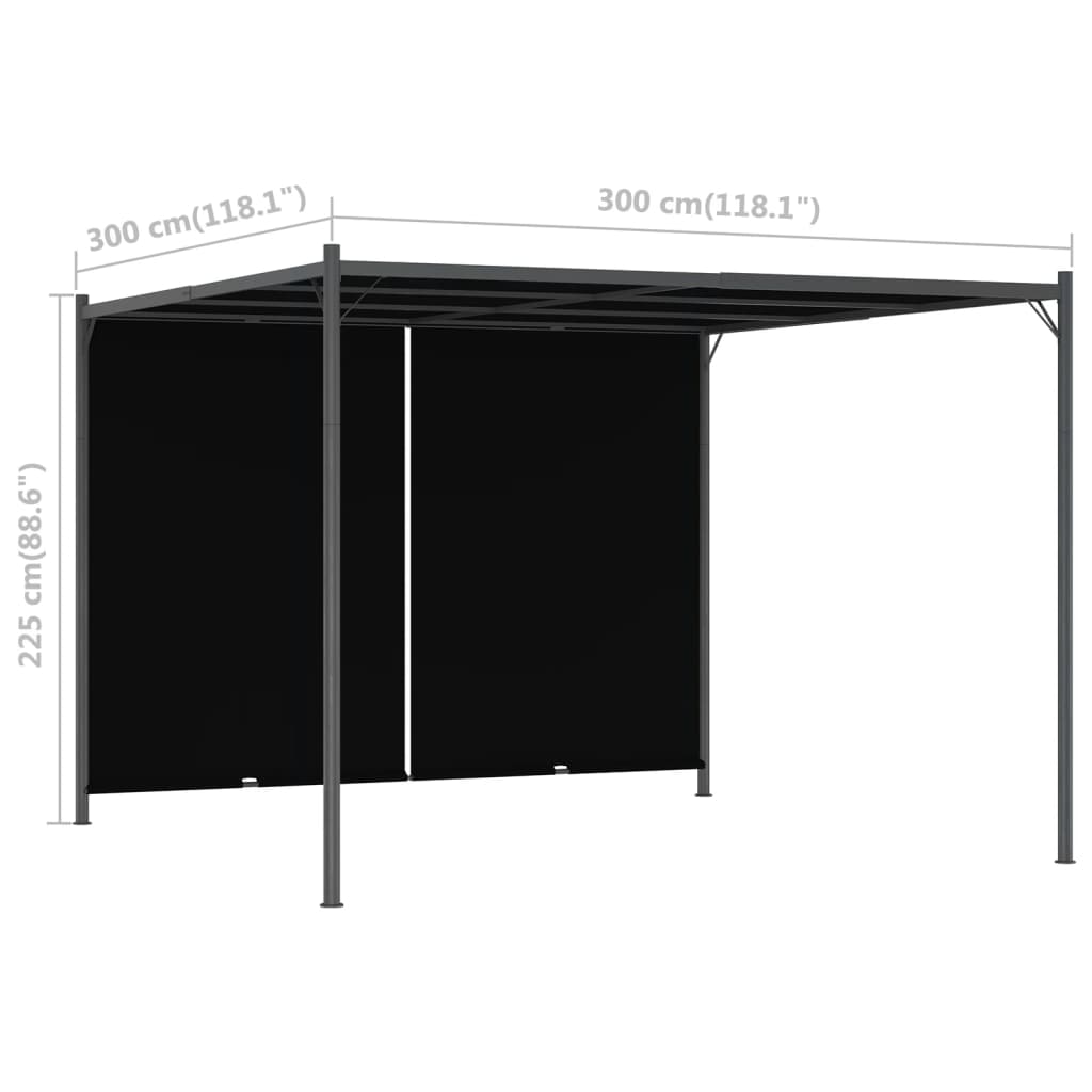 Zahradní pergola se zatahovací střechou 3 x 3 m antracitová