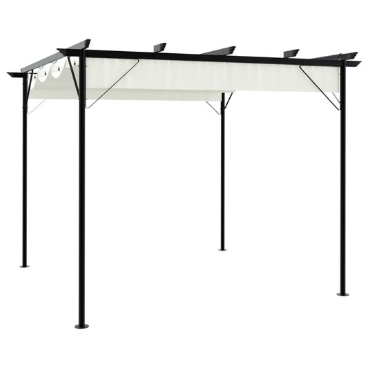 Pergola se zatahovací střechou krémově bílá 3 x 3 m ocel