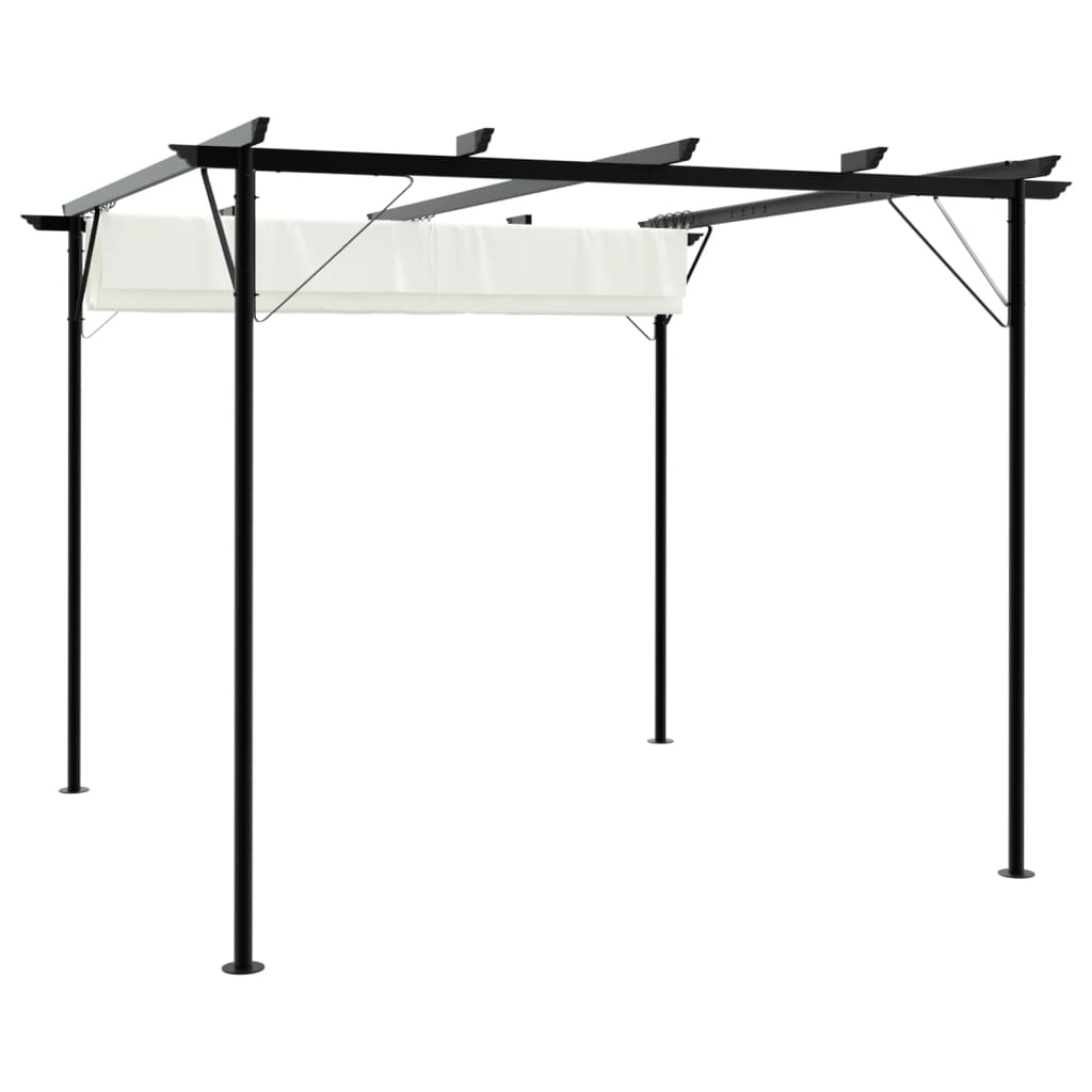 Pergola se zatahovací střechou krémově bílá 3 x 3 m ocel