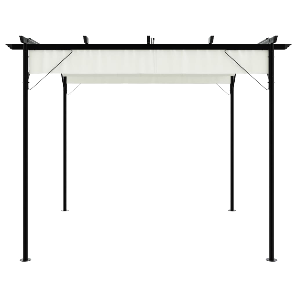 Pergola se zatahovací střechou krémově bílá 3 x 3 m ocel