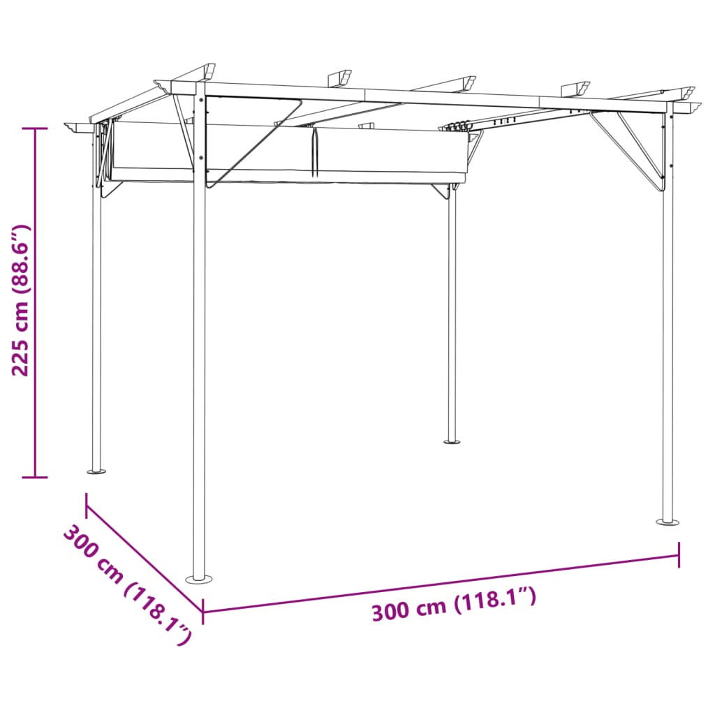 Pergola se zatahovací střechou krémově bílá 3 x 3 m ocel