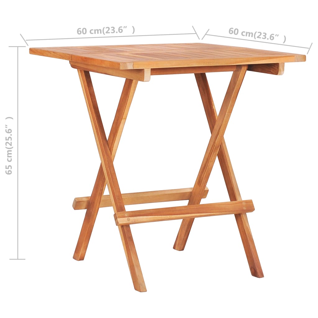 Skládací bistro stolek 60 x 60 x 65 cm masivní teakové dřevo