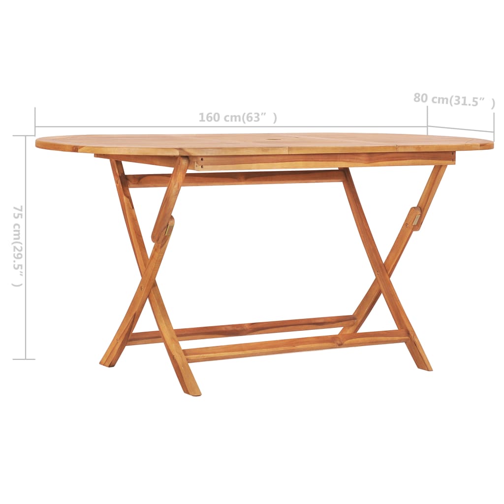 Skládací zahradní stůl 160 x 80 x 75 cm masivní teakové dřevo
