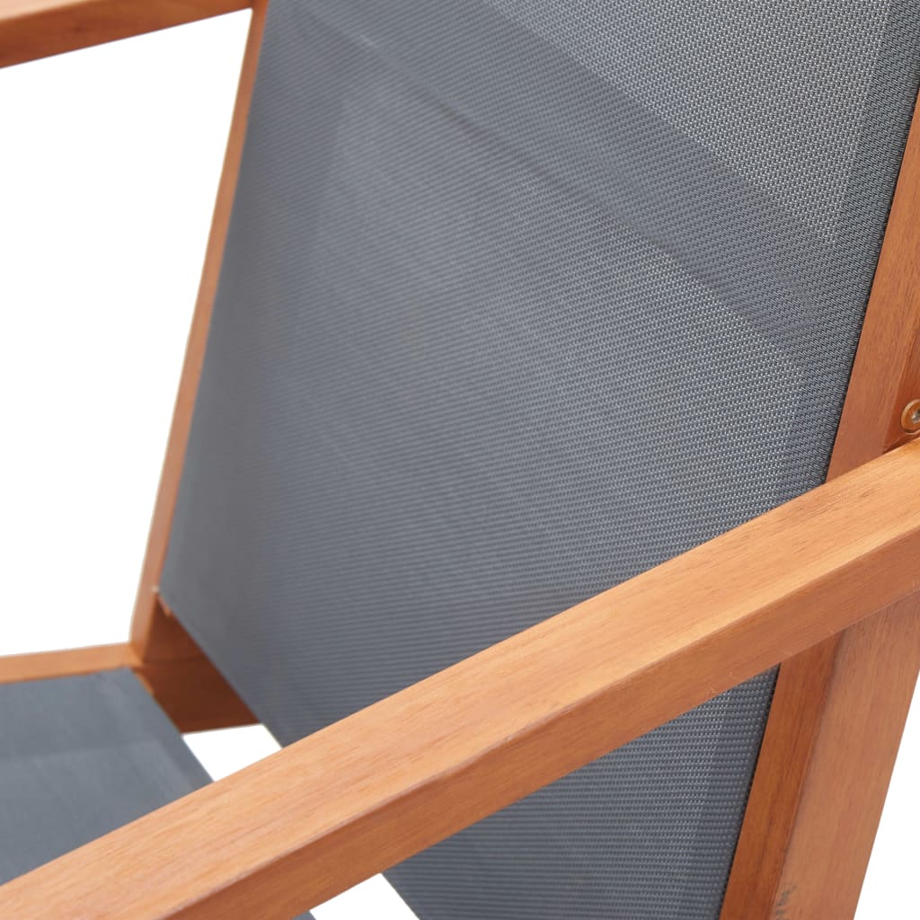 Zahradní křeslo šedé masivní eukalyptus a textilen