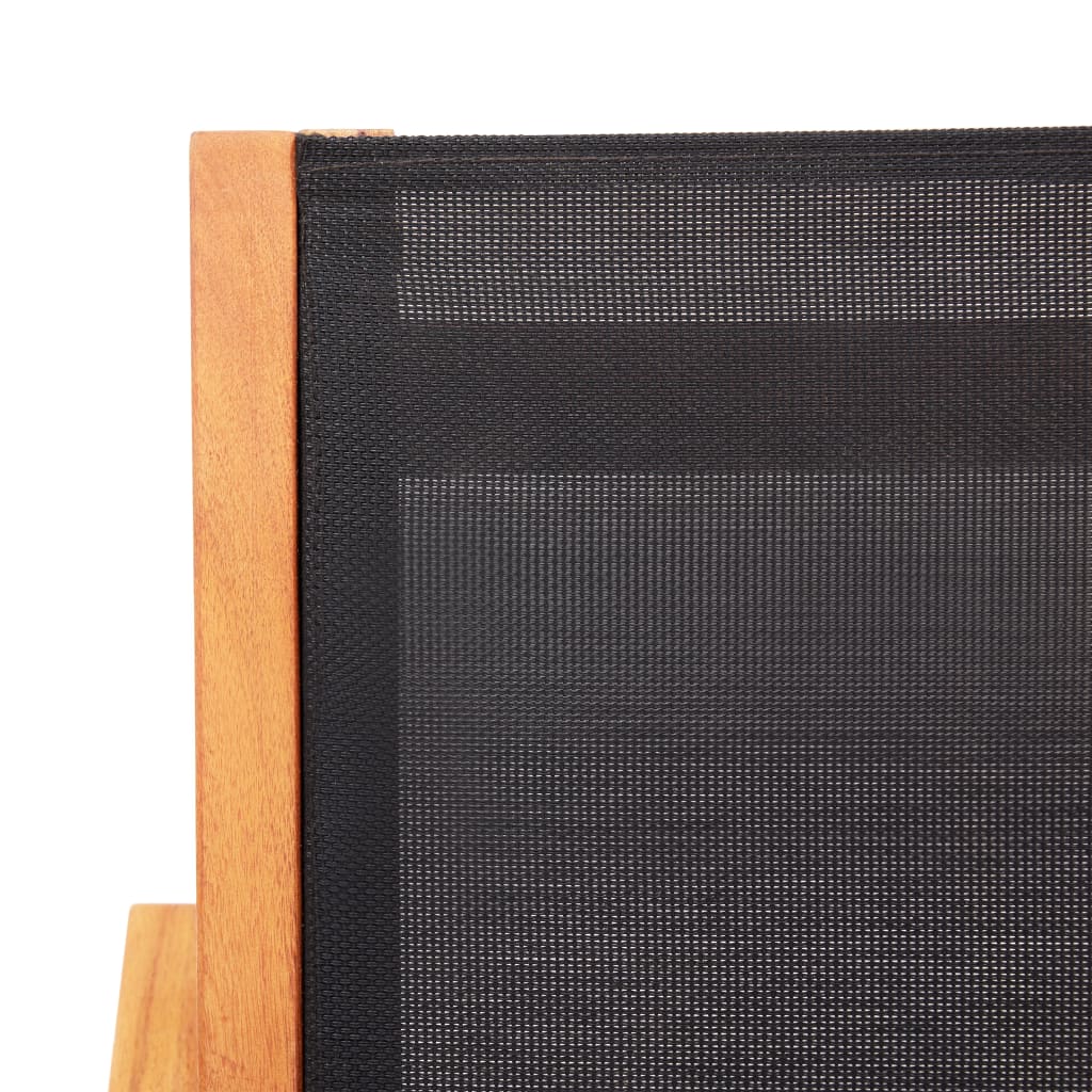 Zahradní křeslo s podnožkou černé masivní eukalyptus a textilen