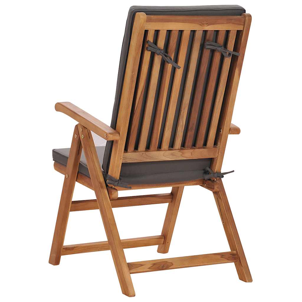 Polohovací zahradní židle s poduškami 2 ks masivní teak šedé