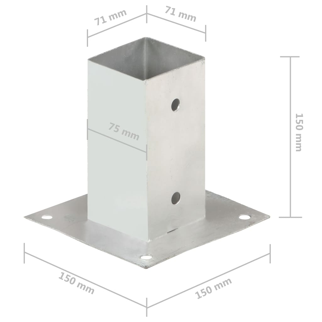 Patka na sloupek 4 ks pozinkovaný kov 71 mm