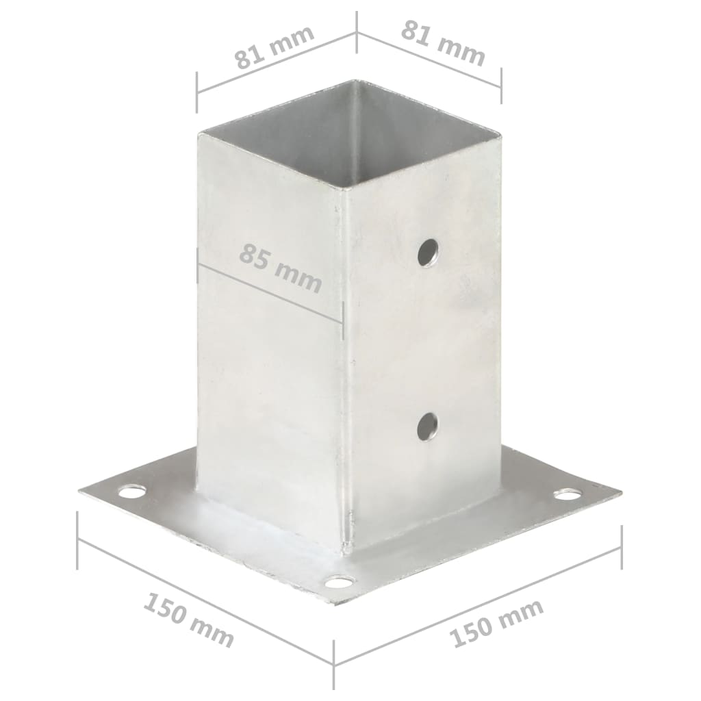 Patka na sloupek 4 ks pozinkovaný kov 81 mm