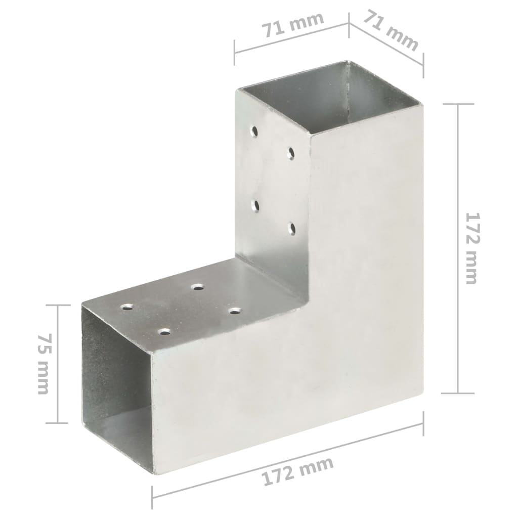 Trámová spojka 4 ks ve tvaru L pozinkovaný kov 71 x 71 mm