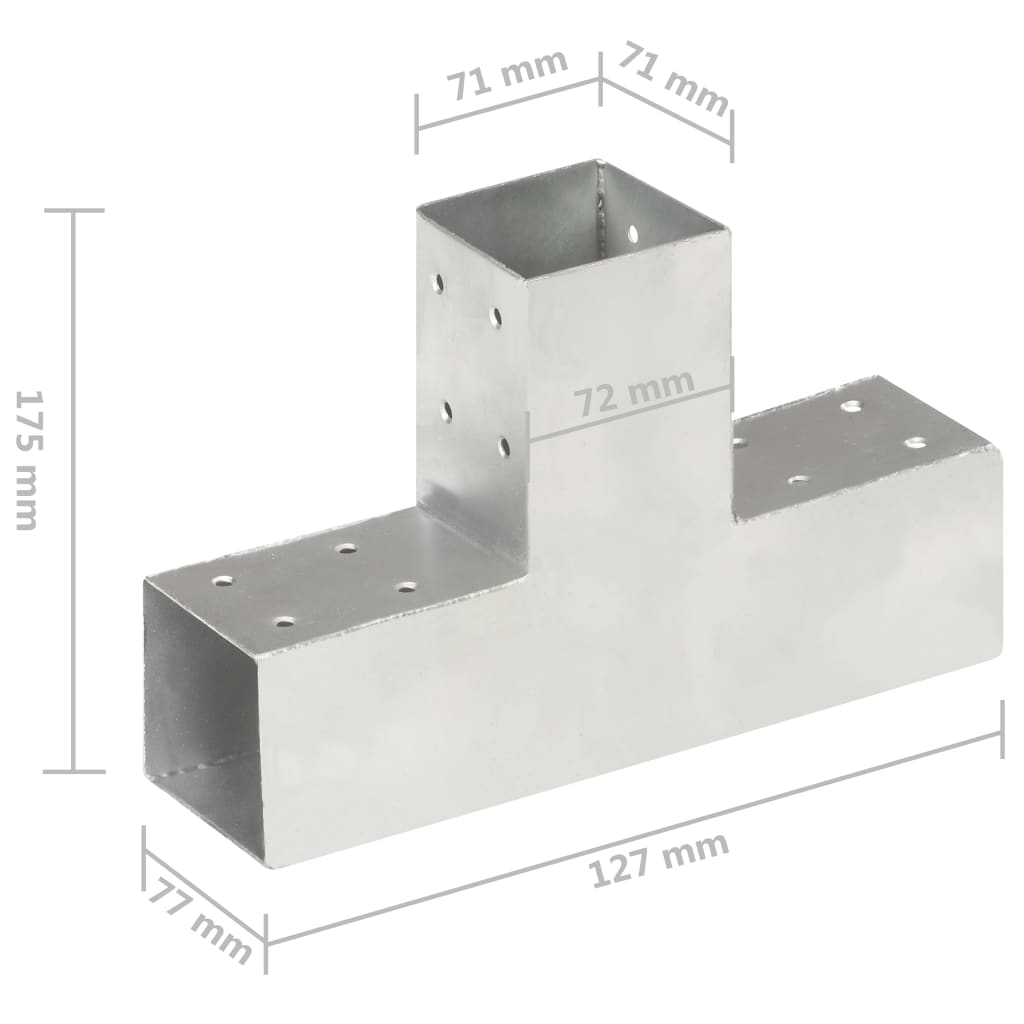 Trámová spojka ve tvaru T pozinkovaný kov 71 x 71 mm