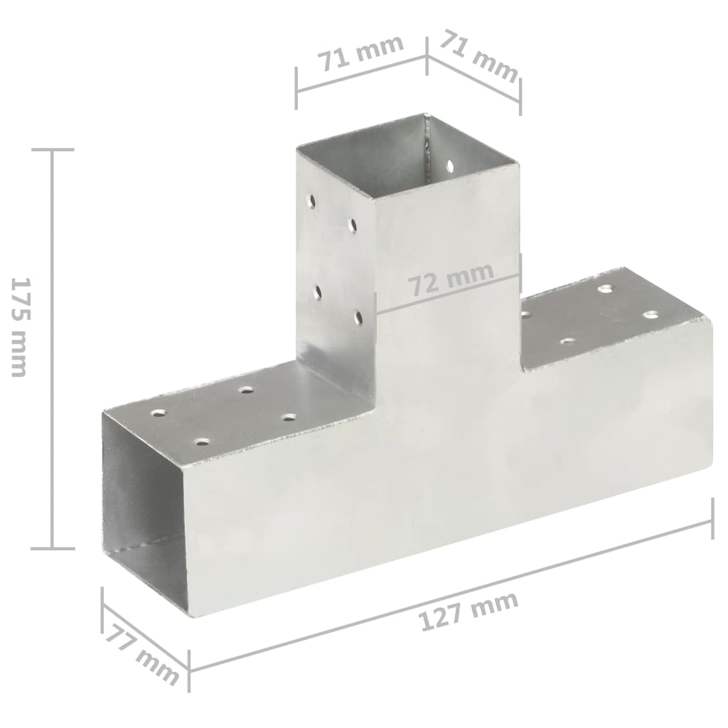 Trámová spojka 4 ks ve tvaru T pozinkovaný kov 71 x 71 mm