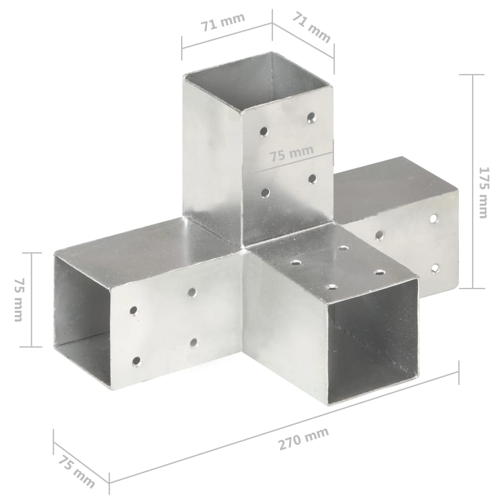 Trámová spojka ve tvaru X pozinkovaný kov 71 x 71 mm