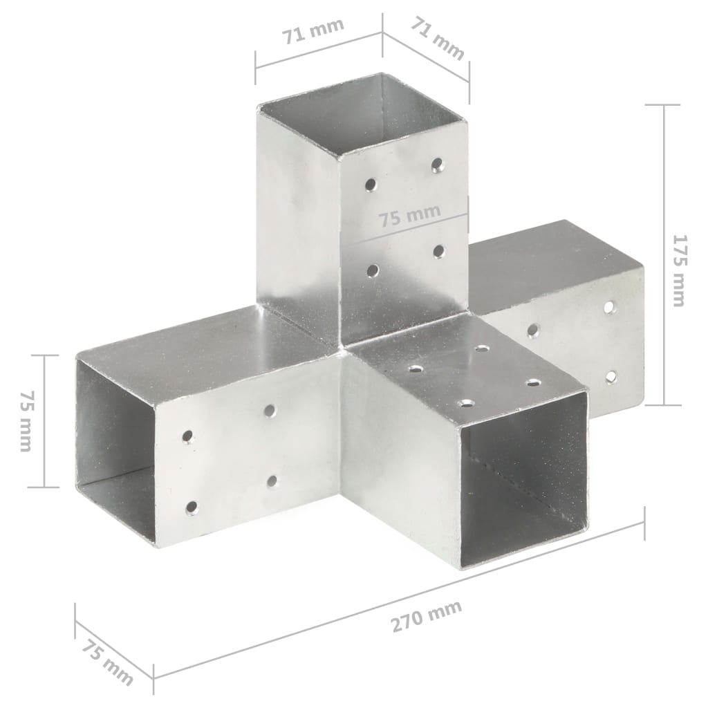 Trámová spojka 4 ks ve tvaru X pozinkovaný kov 71 x 71 mm