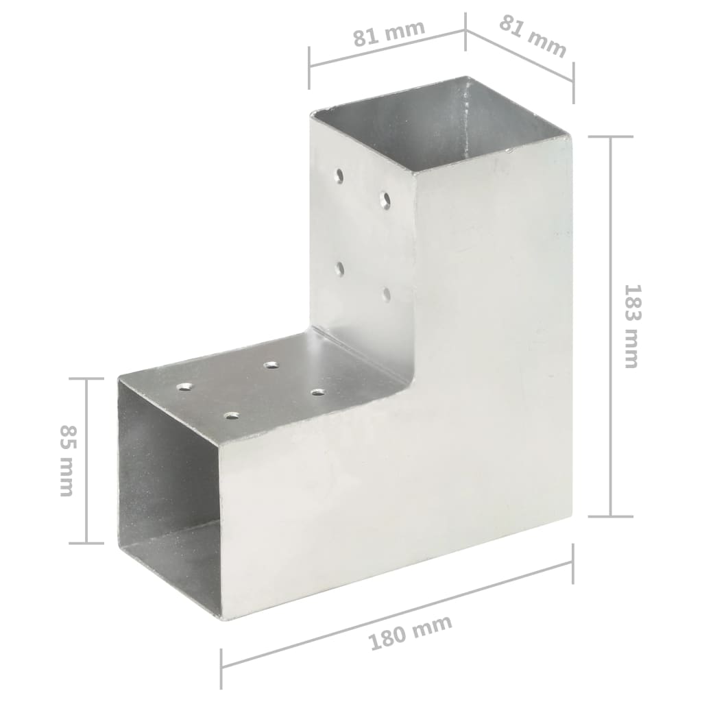 Trámová spojka 4 ks ve tvaru L pozinkovaný kov 81 x 81 mm