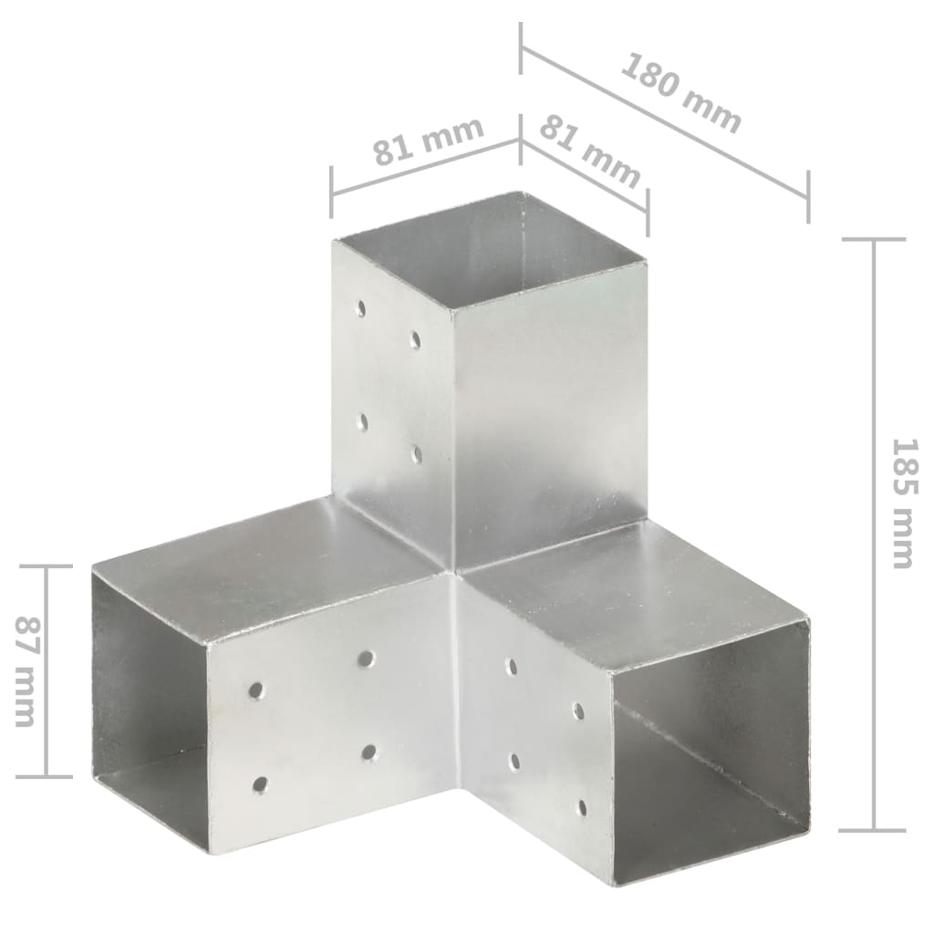 Trámová spojka 4 ks ve tvaru Y pozinkovaný kov 81 x 81 mm