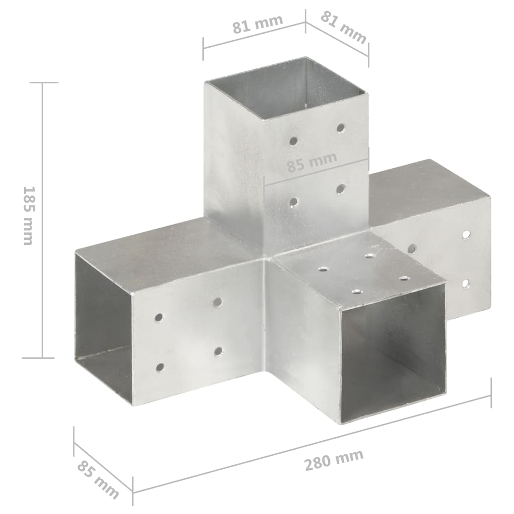 Trámová spojka tvaru X pozinkovaný kov 81 x 81 mm