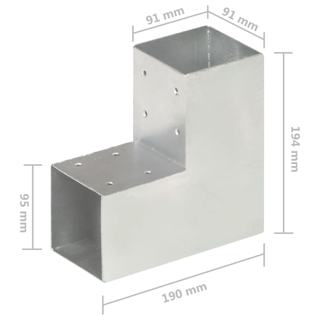Trámová spojka ve tvaru L pozinkovaný kov 91 x 91 mm