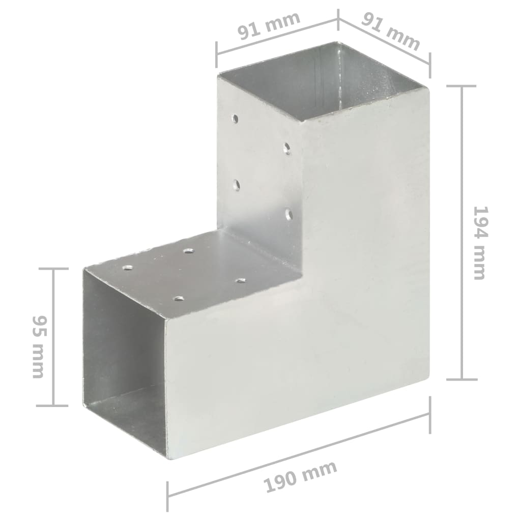 Trámová spojka 4 ks ve tvaru L pozinkovaný kov 91 x 91 mm