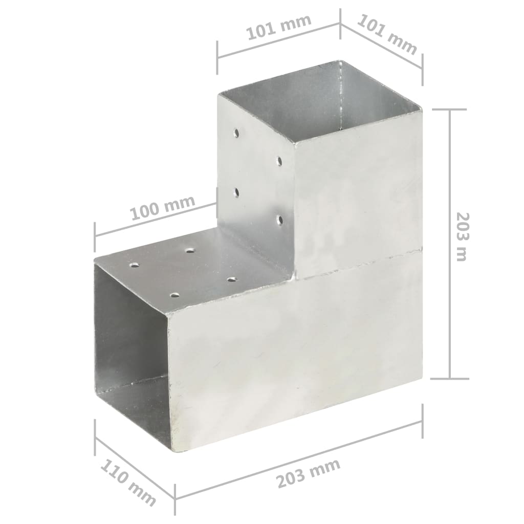 Trámová spojka 4 ks ve tvaru L pozinkovaný kov 101 x 101 mm
