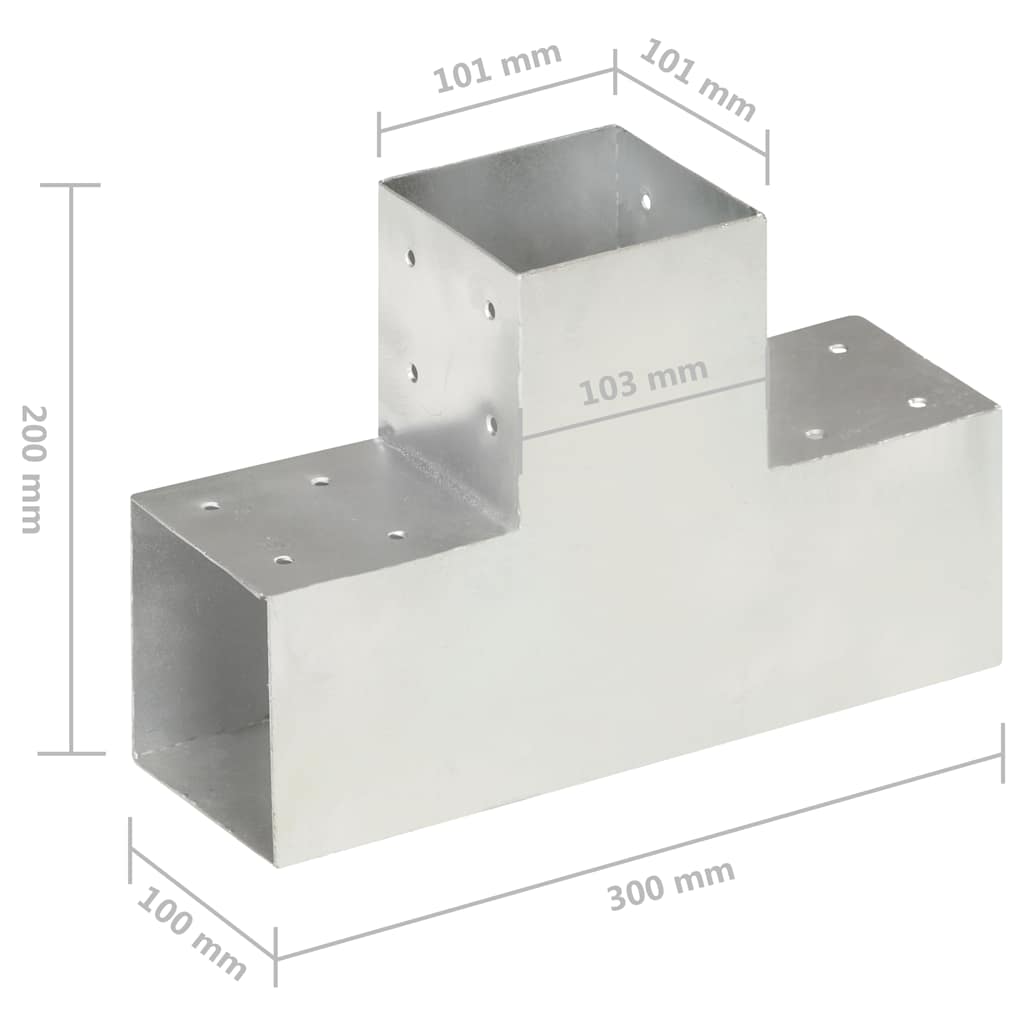 Trámová spojka 4 ks ve tvaru T pozinkovaný kov 101 x 101 mm