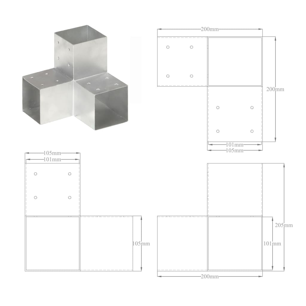 Trámová spojka ve tvaru Y pozinkovaný kov 101 x 101 mm