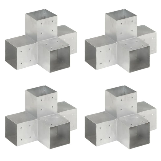 Trámová spojka 4 ks ve tvaru X pozinkovaný kov 101 x 101 mm