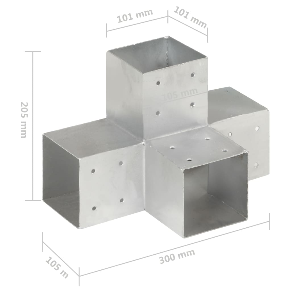 Trámová spojka 4 ks ve tvaru X pozinkovaný kov 101 x 101 mm