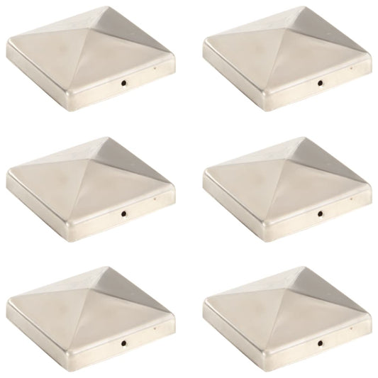 Krytky na plotové sloupky ve tvaru stříšky 6 ks nerez 101x101mm