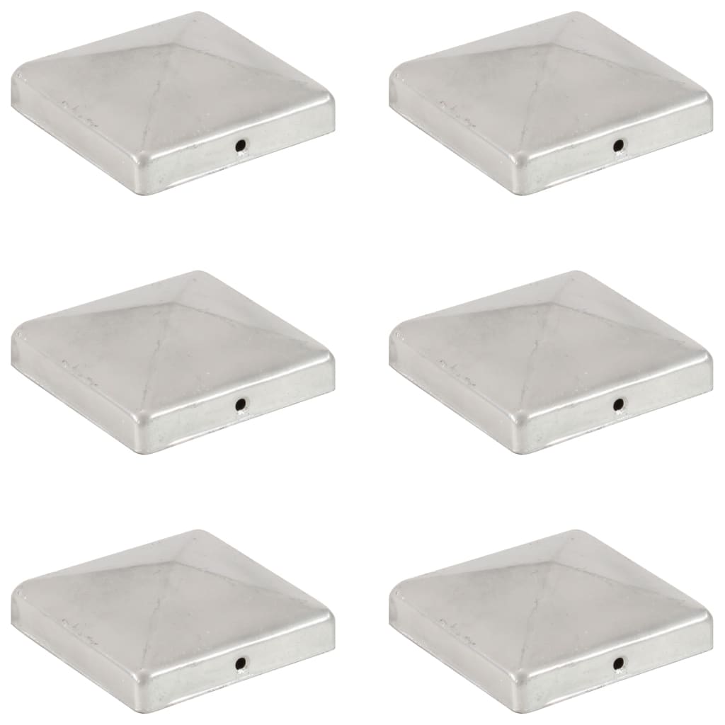 Krytky na plotové sloupky stříška 6ks pozinkovaný kov 101x101mm