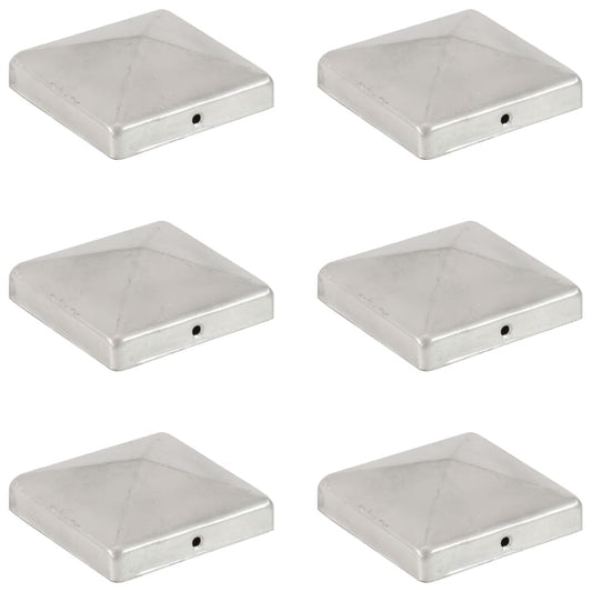 Krytky na plotové sloupky stříška 6ks pozinkovaný kov 101x101mm