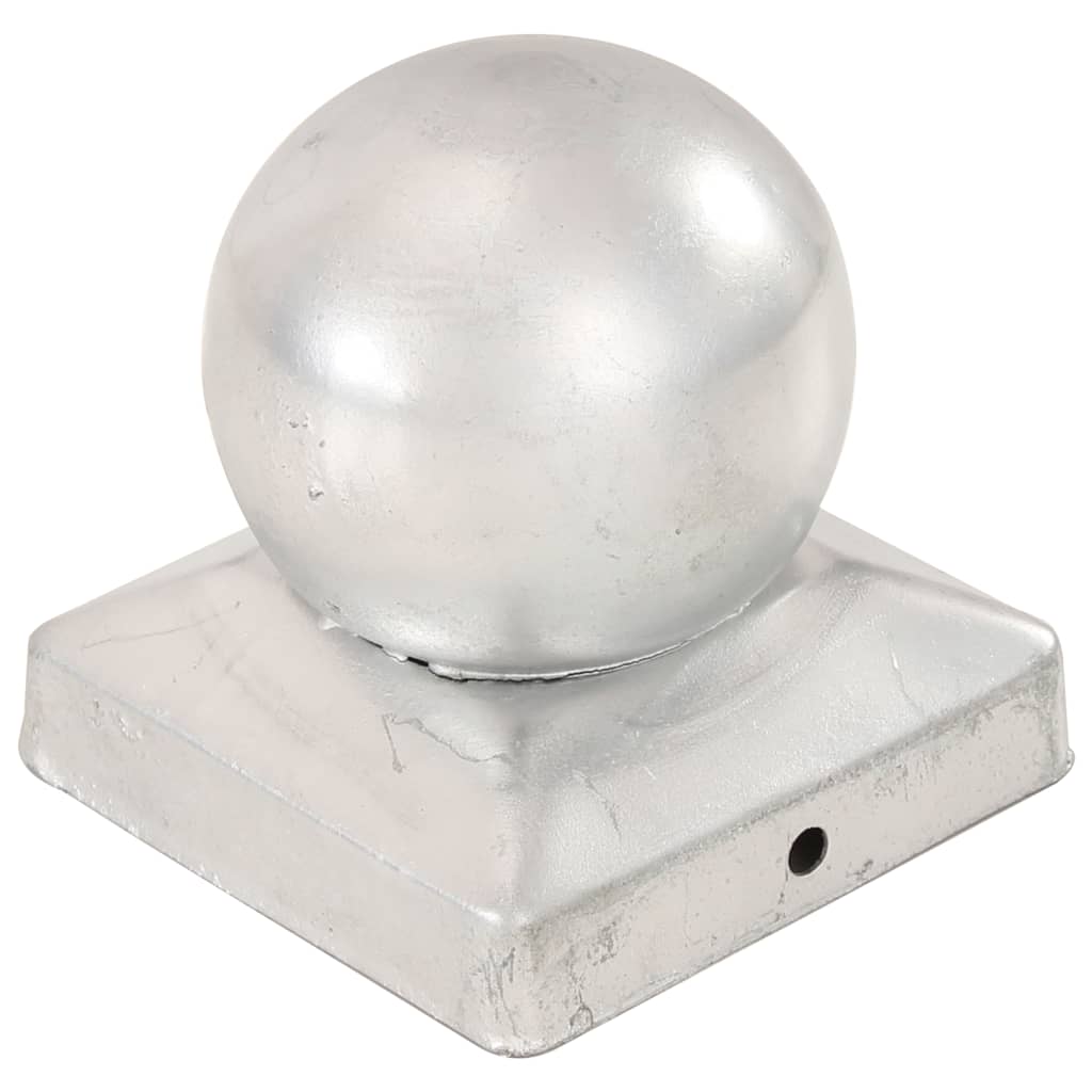 Krytky na plotové sloupky 6 ks s koulí pozinkovaný kov 91x91 mm
