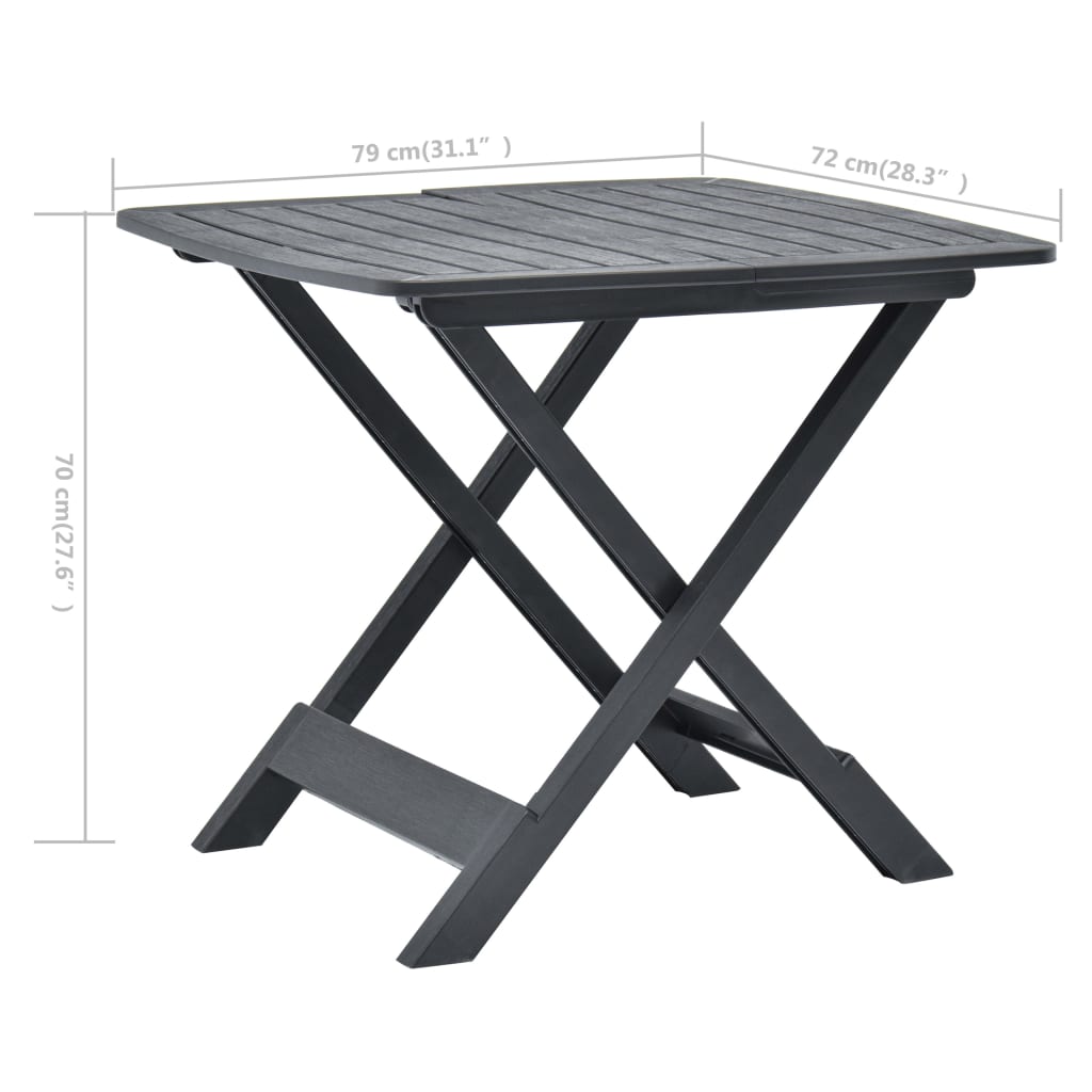 Skládací zahradní stůl antracitový 79 x 72 x 70 cm plast