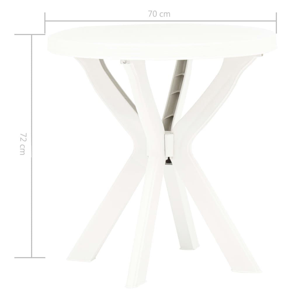 Bistro stolek bílý Ø 70 cm plast