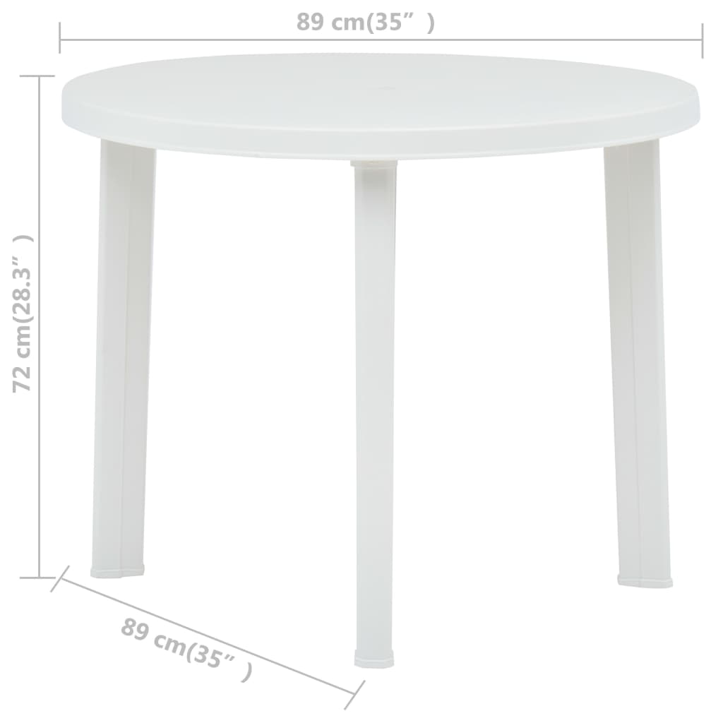 Zahradní stůl bílý 89 cm plast