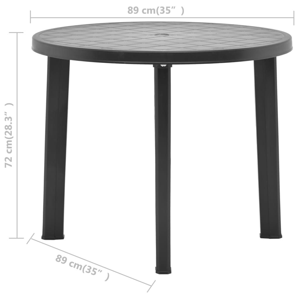 Zahradní stůl antracitový 89 cm plast
