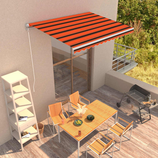 Ručně zatahovací markýza 350 x 250 cm oranžovo-hnědá