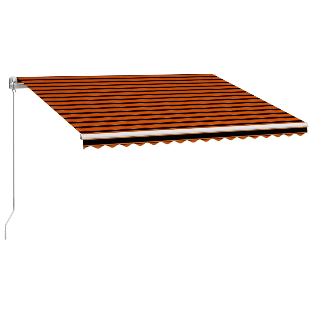Ručně zatahovací markýza 450 x 300 cm oranžovo-hnědá