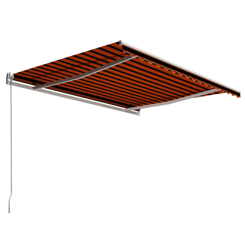 Ručně zatahovací markýza 450 x 300 cm oranžovo-hnědá